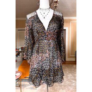 Kite and Butterfly Womens Silk Bell Sleeve Mini Dress Sz S Dark Fairy Whimsigoth